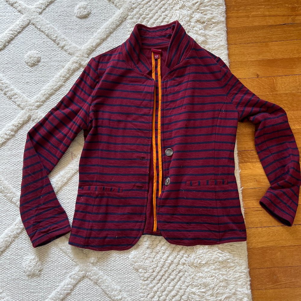 maroon & navy striped blazer